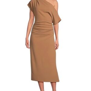 Gibson Latimer One-Shoulder Camel Midi Dress